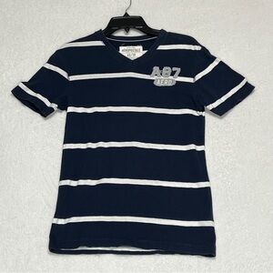 Aeropostale Men's T-shirt V-neck Embroidered Navy White Striped Size X-Small